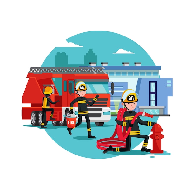 Colorful firefighting template