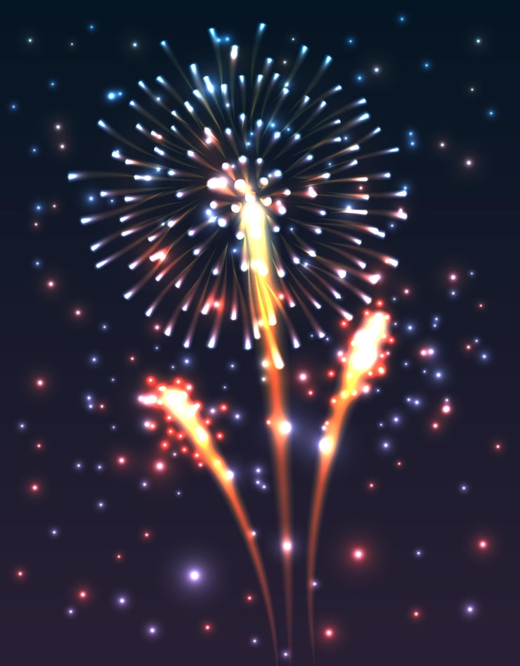 Free Vector colorful fireworks display at night