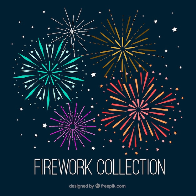 Free vector colorful fireworks pack