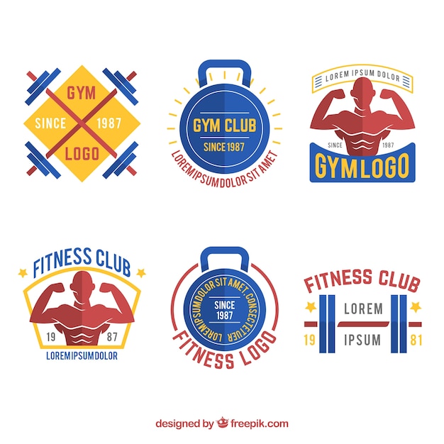 Free vector colorful fitness label pack