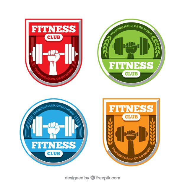 Colorful fitness label set