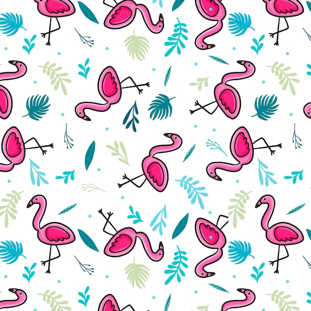 Free vector colorful flamingo pattern