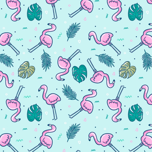 Colorful flamingo pattern