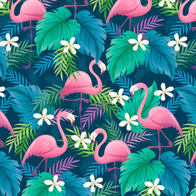 Free vector colorful flamingo pattern