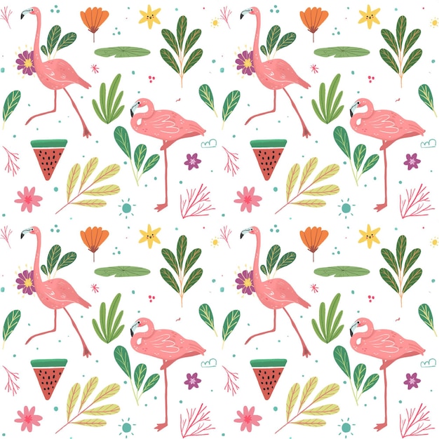 Colorful flamingo pattern