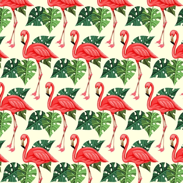 Free vector colorful flamingo pattern