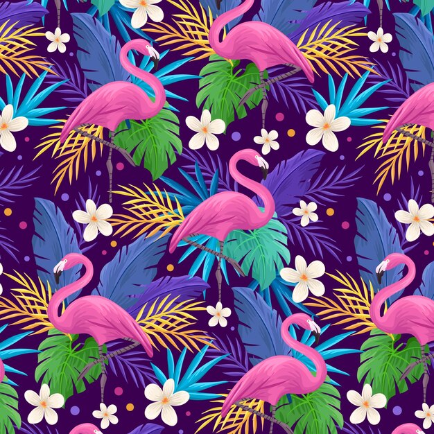 Colorful flamingo pattern