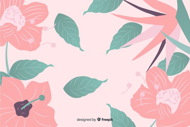 Colorful flat background with flowers