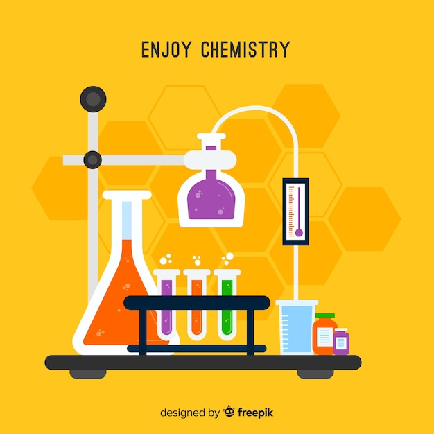 Красочный плоский фон химии