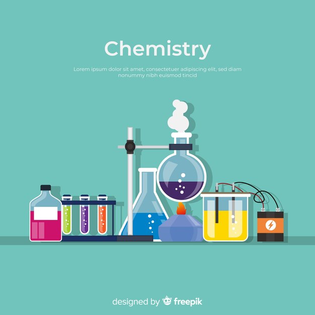 Красочный плоский фон химии