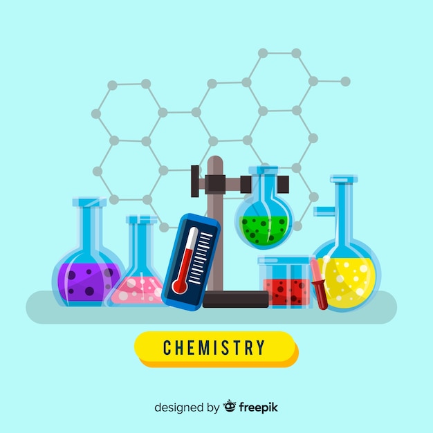 Красочный плоский фон химии