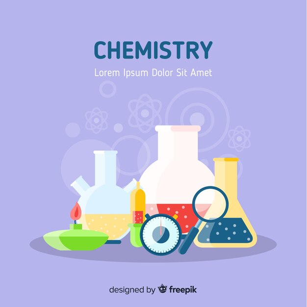 無料ベクター カラフルな平らな化学の背景