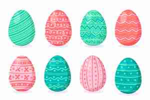 Free vector colorful flat decorative easter eggs collection