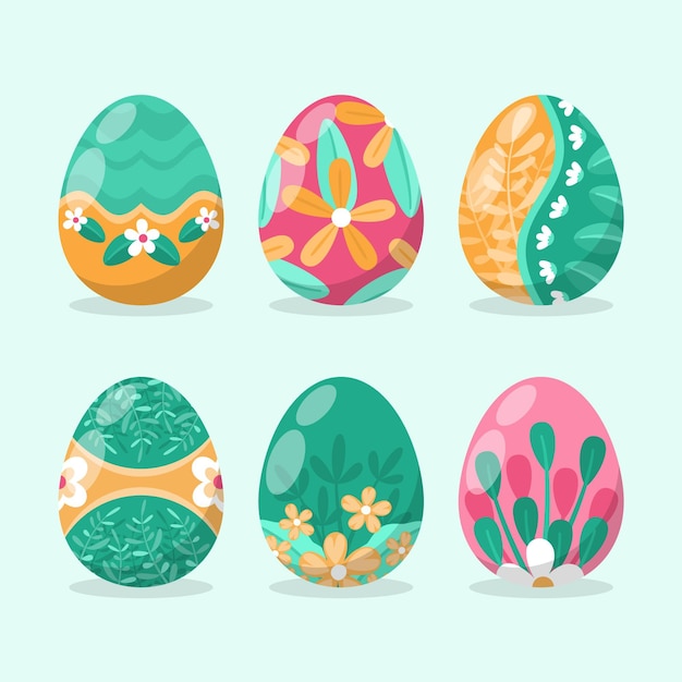 Free vector colorful flat decorative easter eggs collection