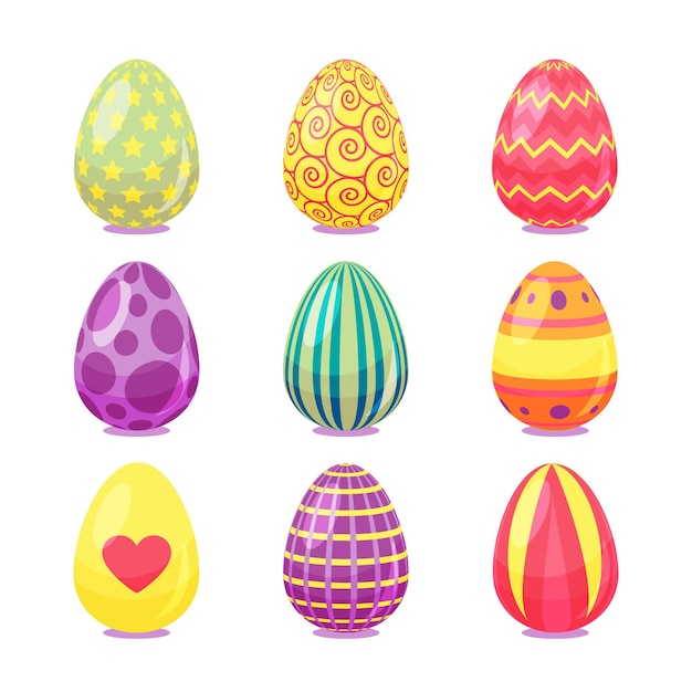 Free vector colorful flat decorative easter eggs collection