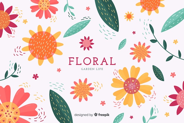 Colorful flat design floral background