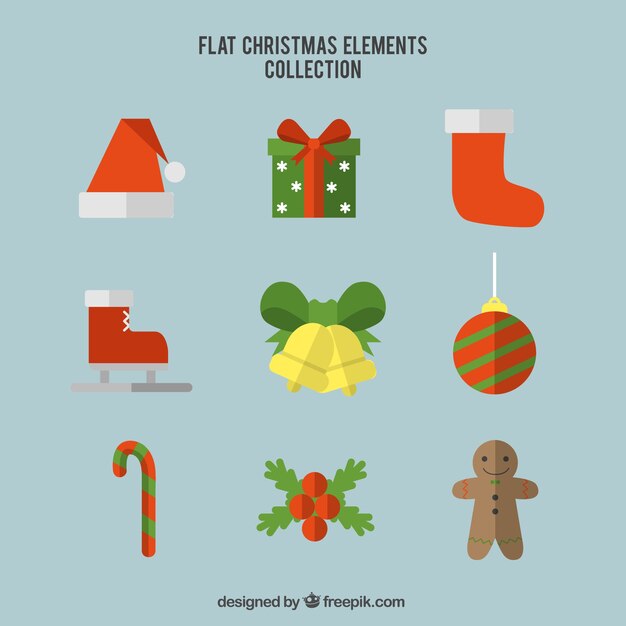 Colorful flat elements ready for christmas