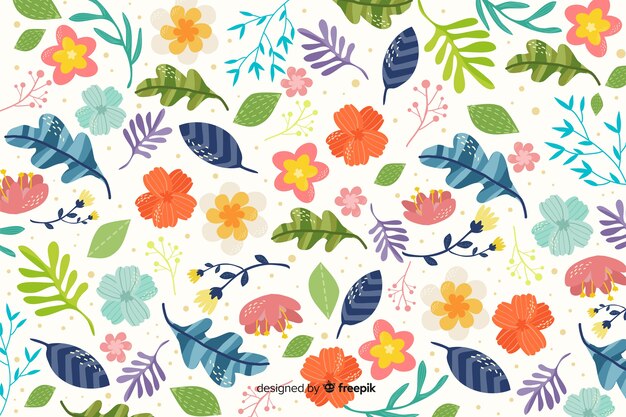 Colorful flat flowers decorative background