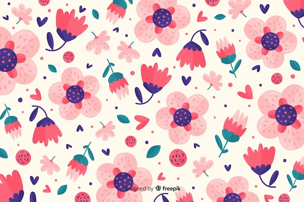 Colorful flat flowers decorative background