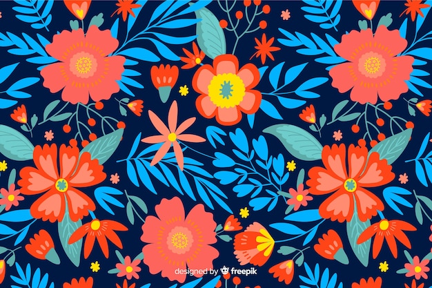 Colorful flat flowers decorative background