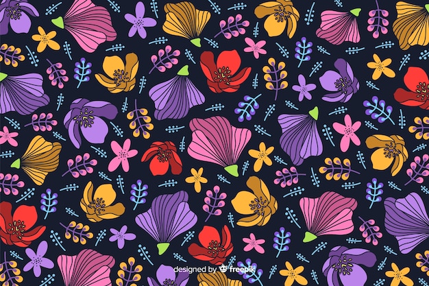 Free vector colorful flat flowers decorative background