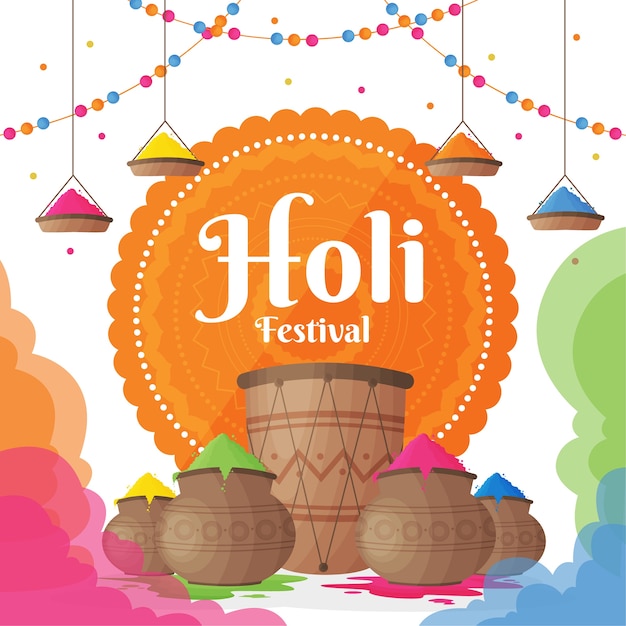 Colorful flat holi gulal festival
