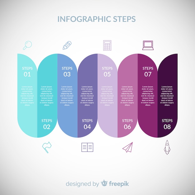 Vettore gratuito concetto di passaggi piatto colorato infografica