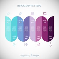 免费矢量彩色平面信息图步骤概念