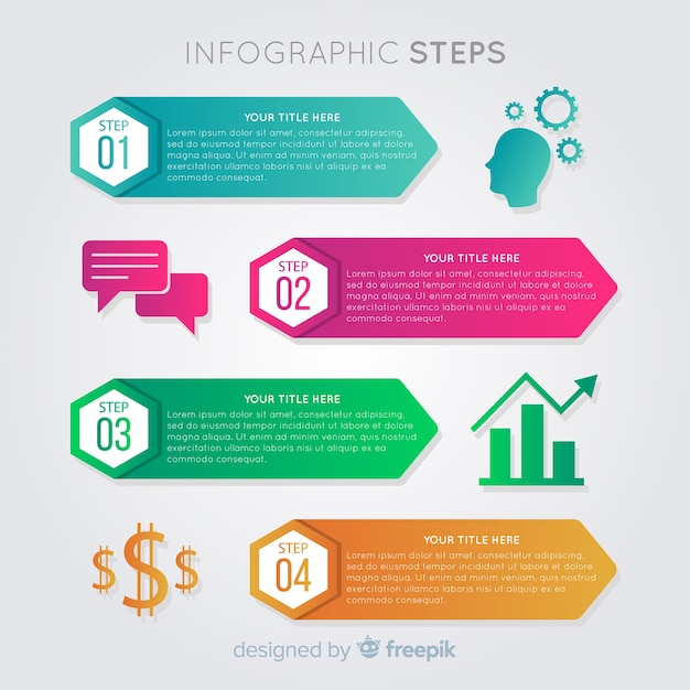 Colorful flat infographic steps concept