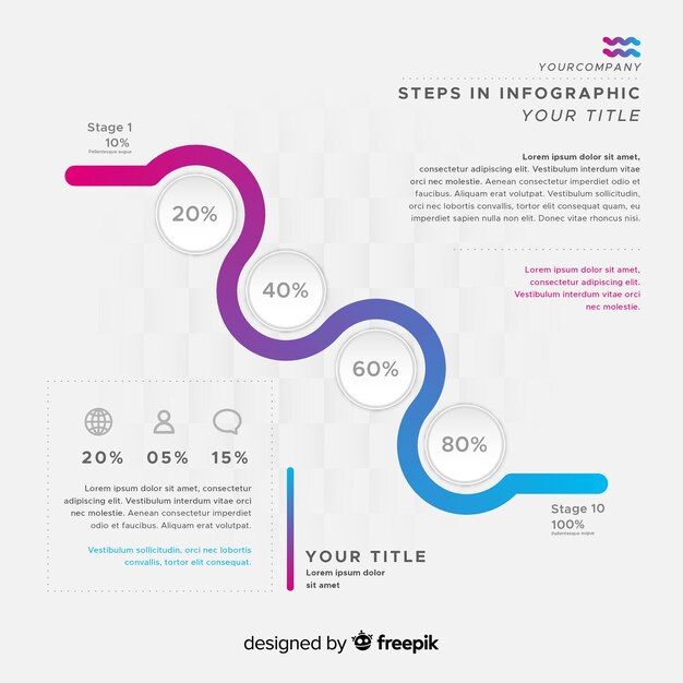 다채로운 평면 infographic 단계 개념