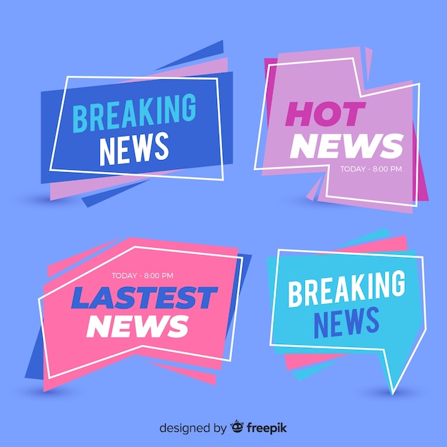 Free vector colorful flat lastest news banner collection