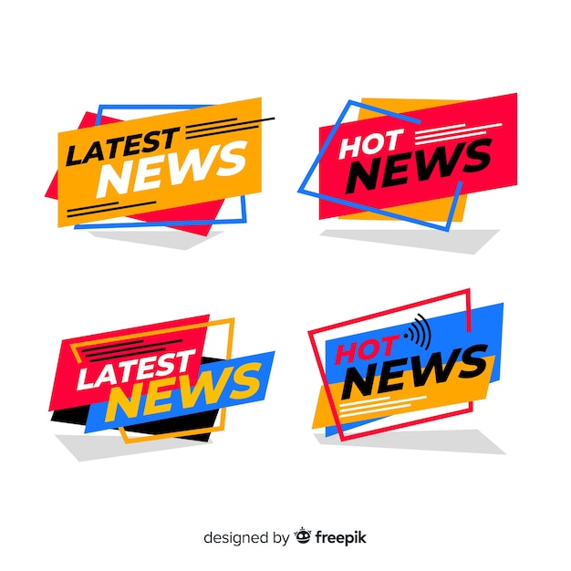 Free vector colorful flat lastest news banner collection