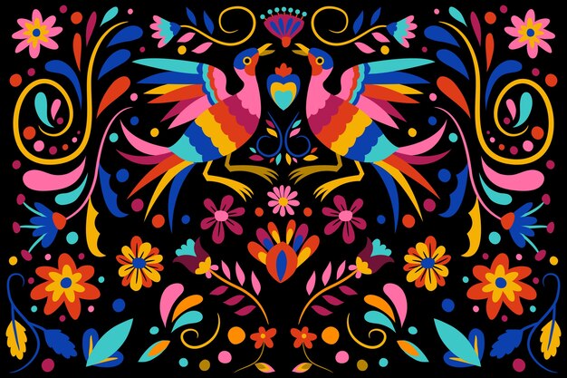 Colorful flat mexican background