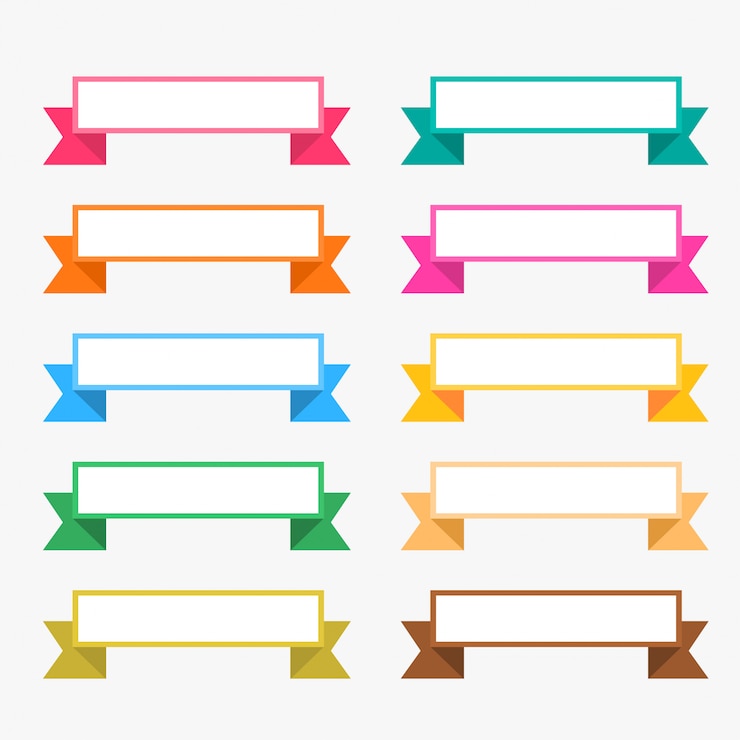 Free Vector colorful flat ribbons set with text space