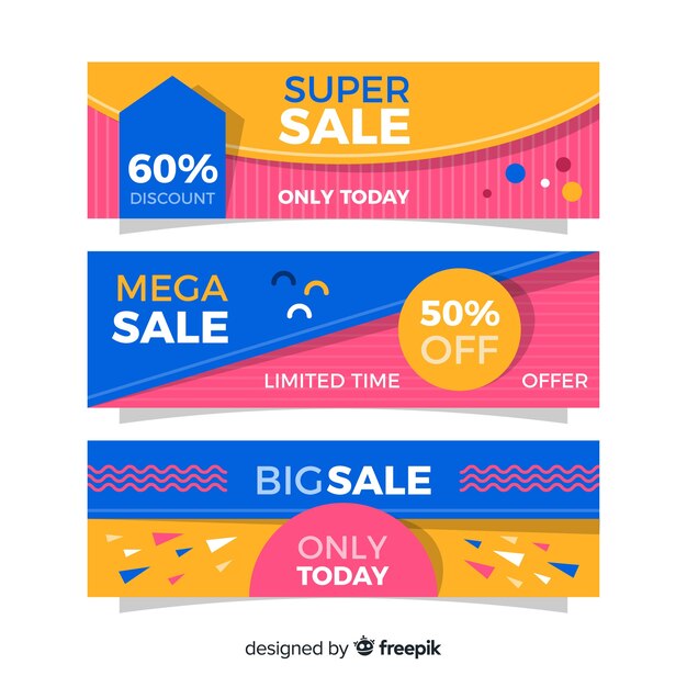 Colorful flat sales banner