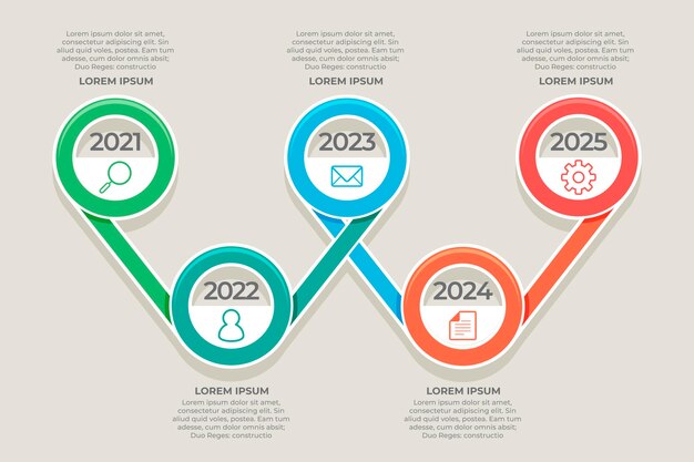 Colorful flat timeline infographic