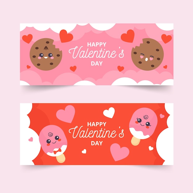 Colorful flat valentine's day banners