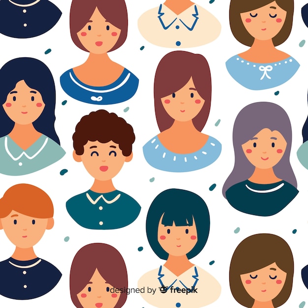 Free vector colorful flat youth people pattern