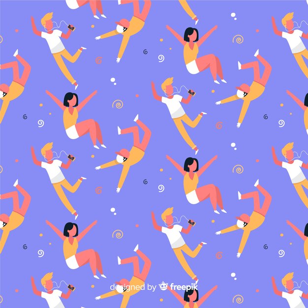 Colorful flat youth people pattern