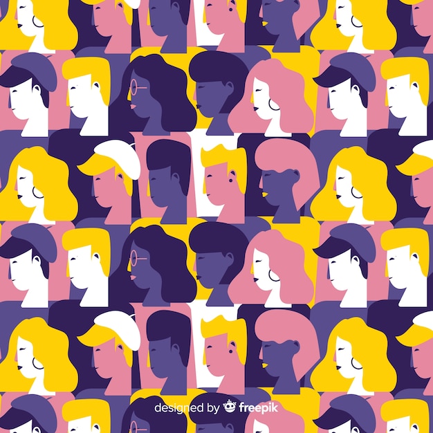 Colorful flat youth people pattern