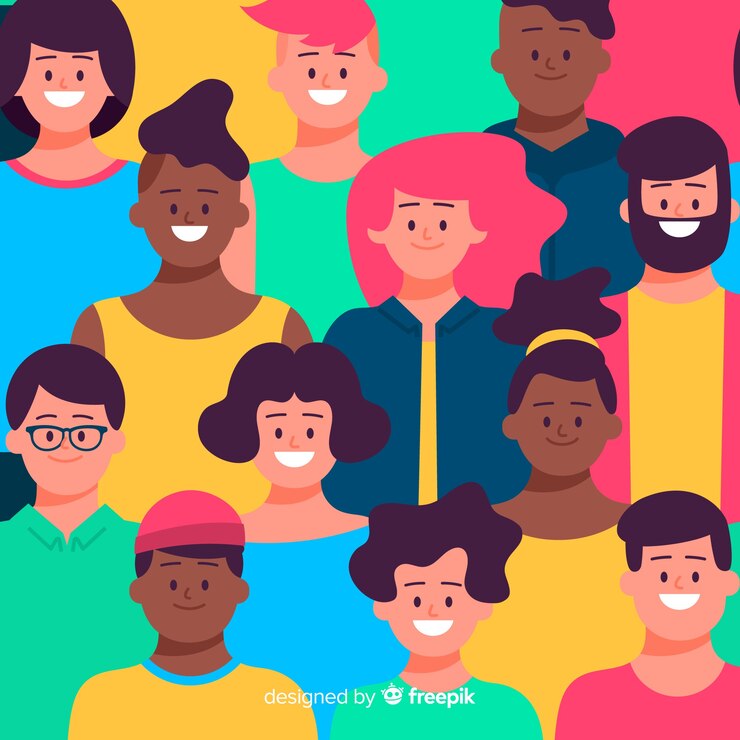 Free Vector colorful flat youth people pattern