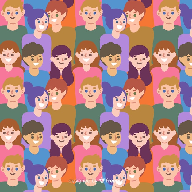 Free vector colorful flat youth people pattern