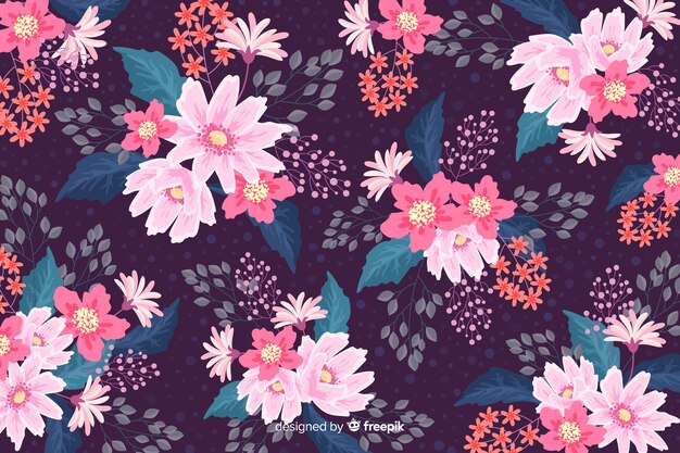 Colorful floral background in flat design