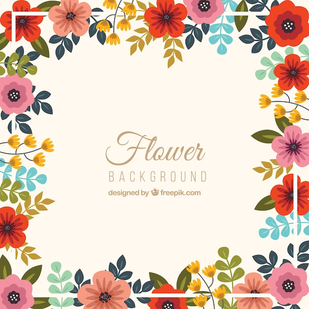 Colorful floral background in flat style