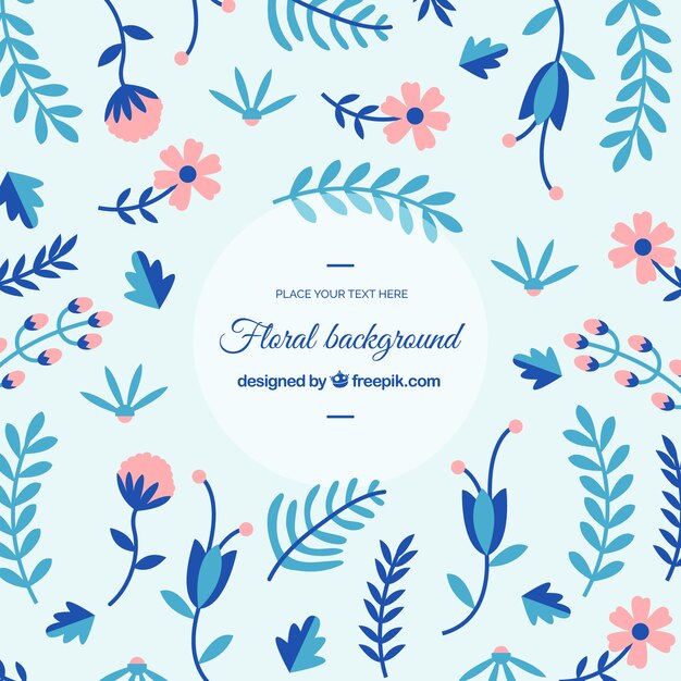 Colorful floral background in flat style