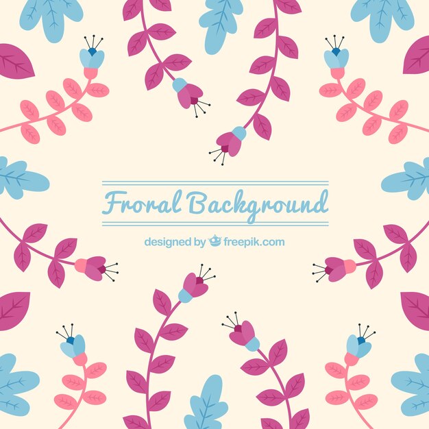 Colorful floral background in flat style