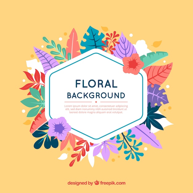 Colorful floral background in flat style