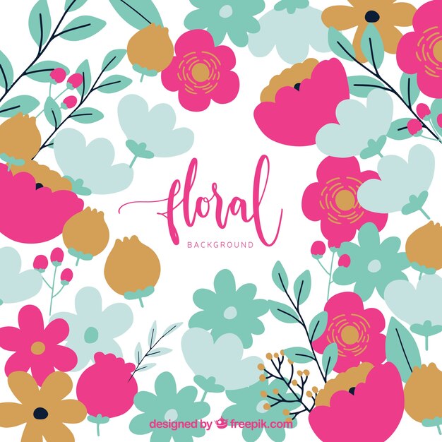 Colorful floral background in flat style