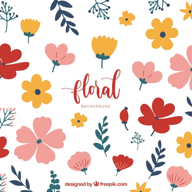 Colorful floral background in flat style