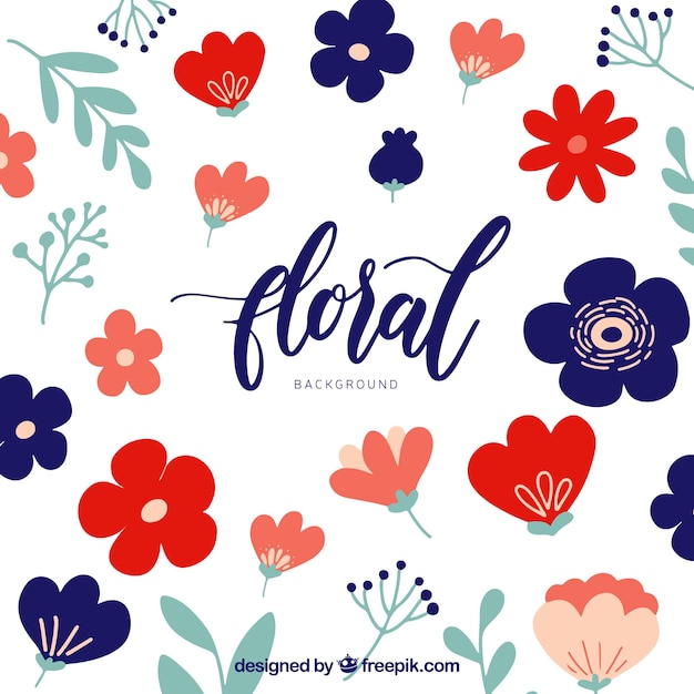 Colorful floral background in flat style